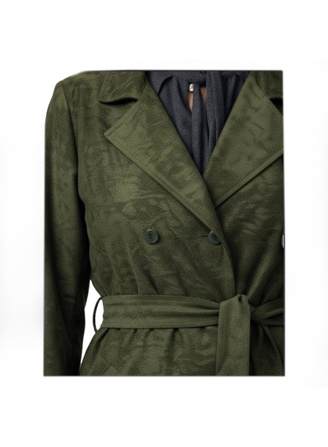 Smoky Egypt Smoky Suede Double-Breasted Jacket-Olive - Image 5